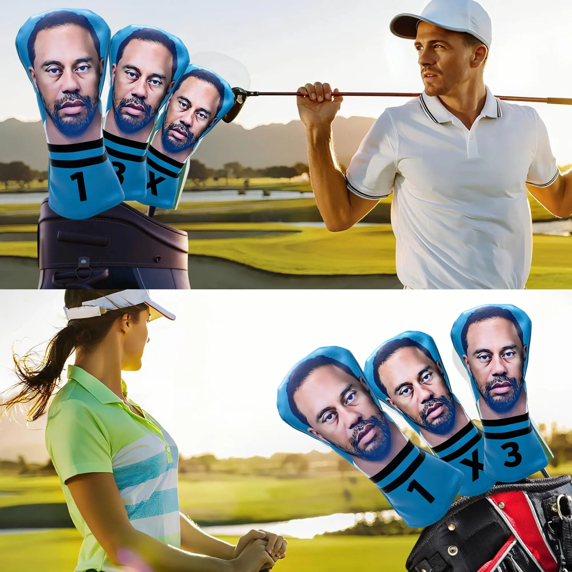 Lustige Golfschläger-Schutzhüllen für Driver, Fairway-Woods, Hybrid/Rescue, Premium-Golfschläger-Schutzhüllen-Set im lustigen Stil für Männer und Frauen – Detail 3