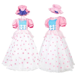 Animated Movie Toy Story Bo Peep Dress Cosplay Costume Woman Long Skirt Hat Anime Cosplay Party Halloween Costume