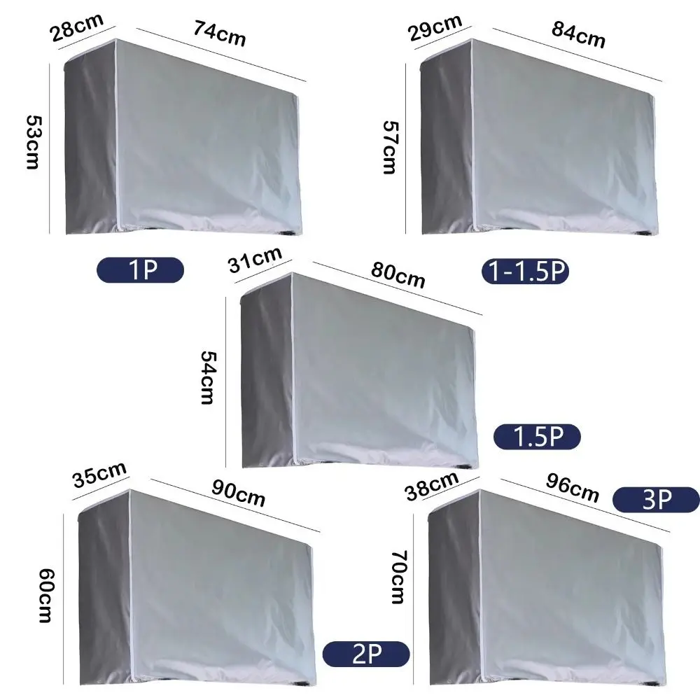Waterproofs Silver Air Conditioner Cover Multisize Air Conditioner Protective Waterproof Dust Cover Outdoor view 6