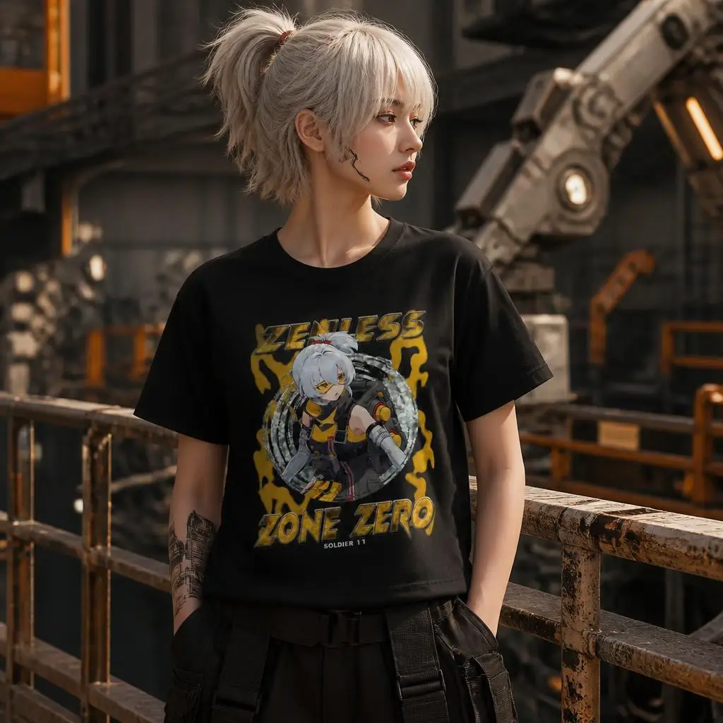 Zenless Zone Zero Soldier 11 Men Retro T Shirt 100% Cotton Clothing Fun Short Sleeve Tee Gift T-Shirts