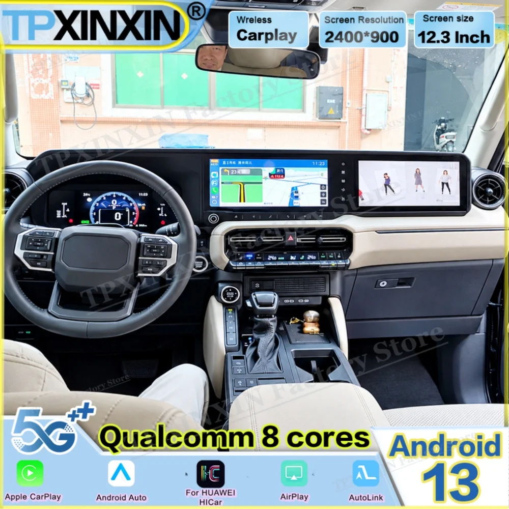 Android Auto Carplay Multimedia GPS Navi For Toyota Land Cruiser Prado LC250 2024~2026 Dual Screen Car Stereo player Head Unit