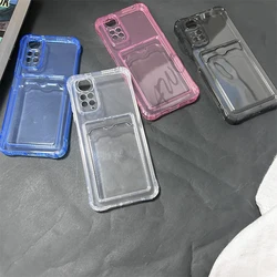 Redmi 10 4G Cover Clear Card Slots Holer Soft TPU Case For Redmi Note 11 11s 10s 12 Pro Shockproof Wallet Cell Phone Capa Coque