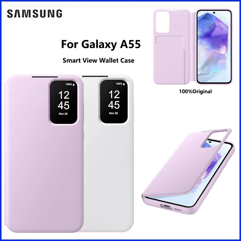 

Original SOriginal S-View Flip Cove for Samsung Galaxy A55 5G Smart Clear View Mirror Flip Protective Case EF-ZA556