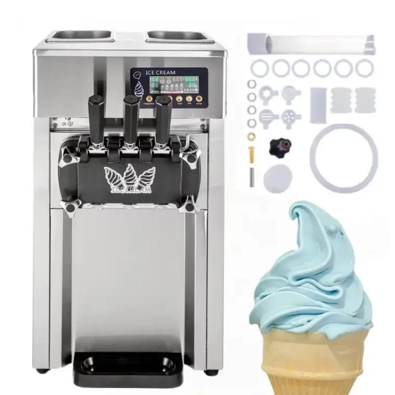 

22-28L/H High Quality Soft Serve Ice Cream Machine Electric Digital Display Ice Cream Makers Tricolor Ice Cream Vending Machine