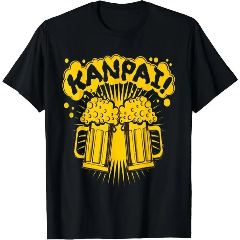 

Beer Kanpai Cheers Japan Funny Graphic Tees Short Sleeve Japanese Humor Nippon Kawaii Pattern Tops for Unisex Print T Shirts