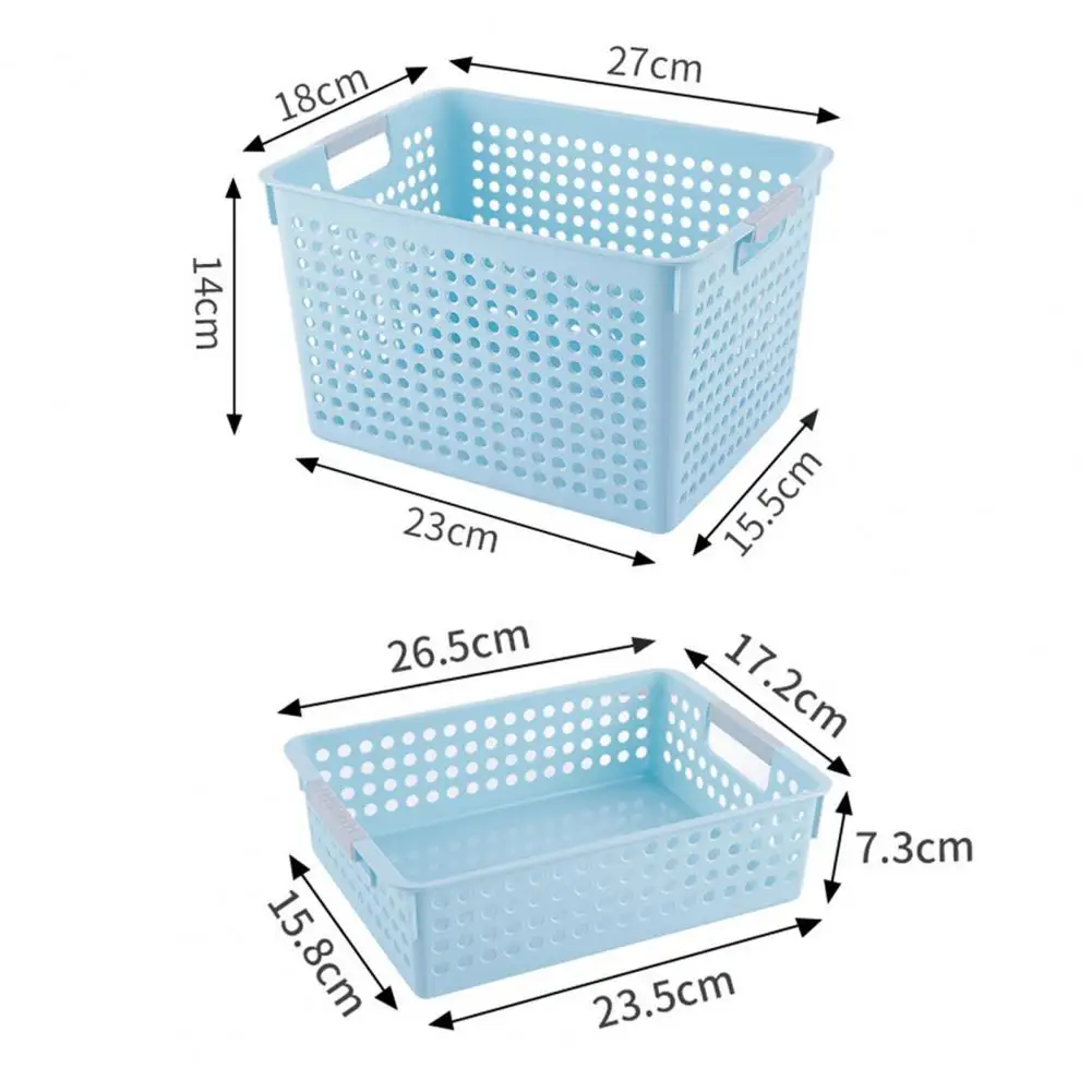 PP Storage Basket Hollow Design Storage Box Sundries Organizer Stackabe Table Stand Book Case For Cosmetics Clothes Toy Food