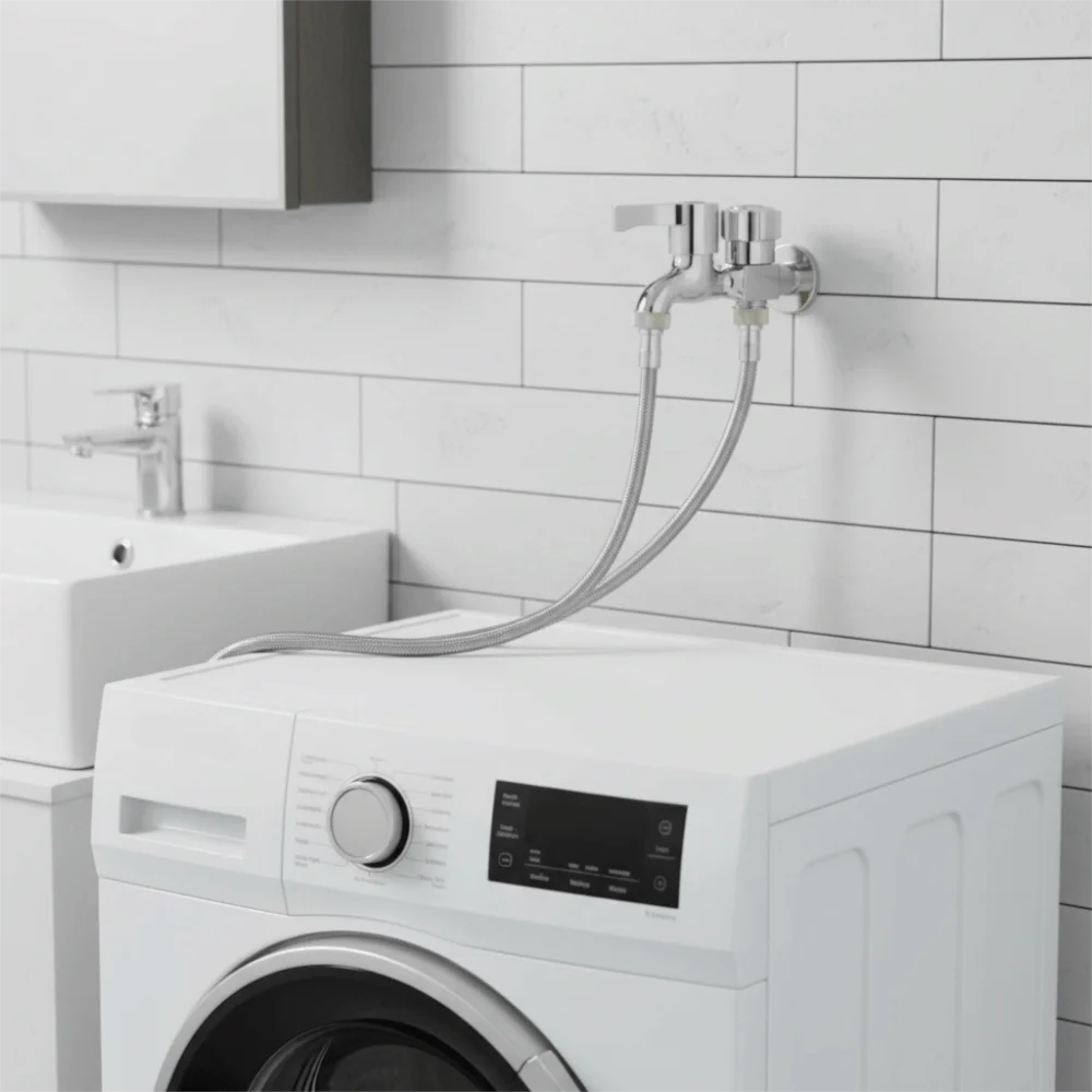 Смеситель для стиральной машины с медным сердечником, утолщенный смеситель из нержавеющей стали с двойным выходом, одноступенчатый водосплиттер, смеситель для ванной комнаты