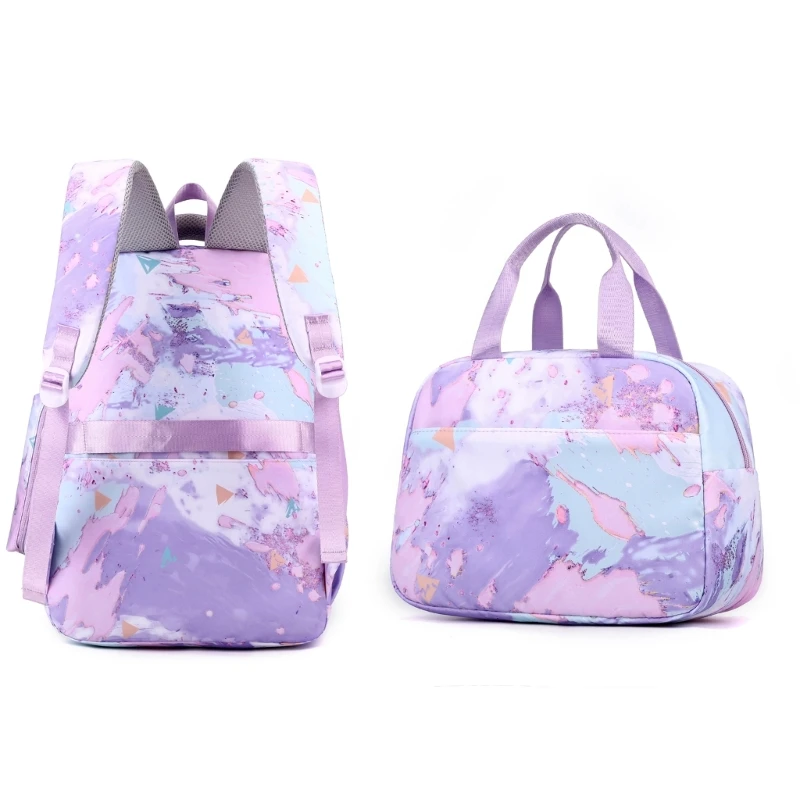 E74B Mochila versátil para niñas con bolsa para almuerzo y estuche para lápices, espaciosa, perfecta para estudiantes y