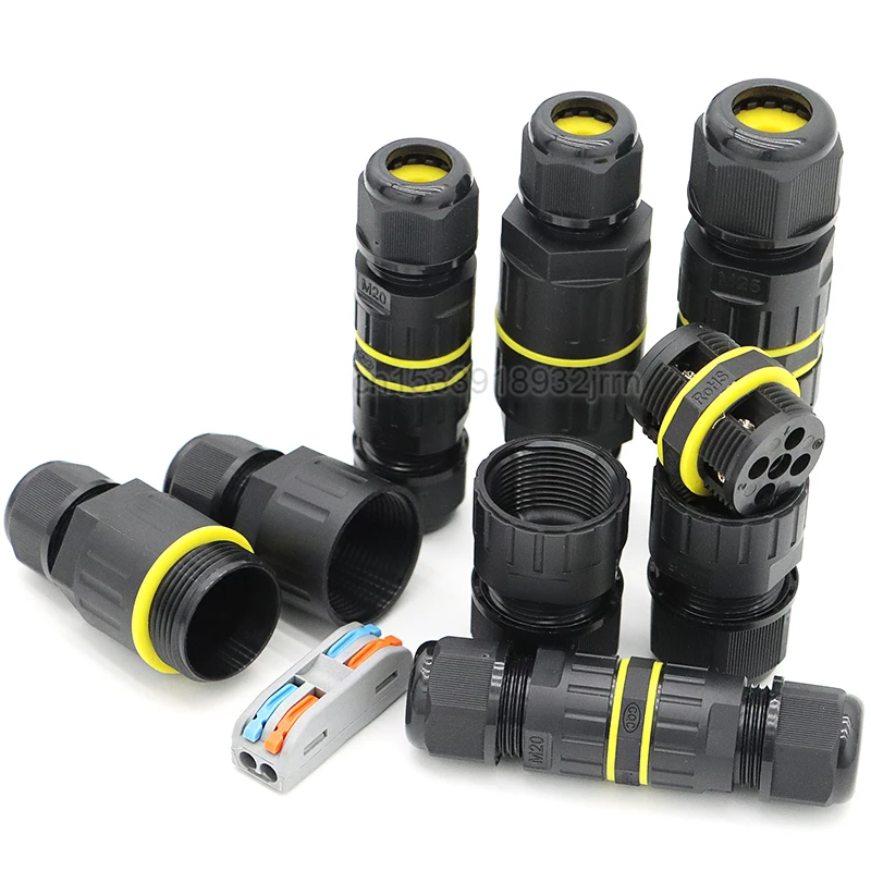 

5Pcs M20 M25 Waterproof Cable Joint Wire Quick Connector 2/3/4/5/6 Pin Screw Wiring Terminal Wire Connectors IP68