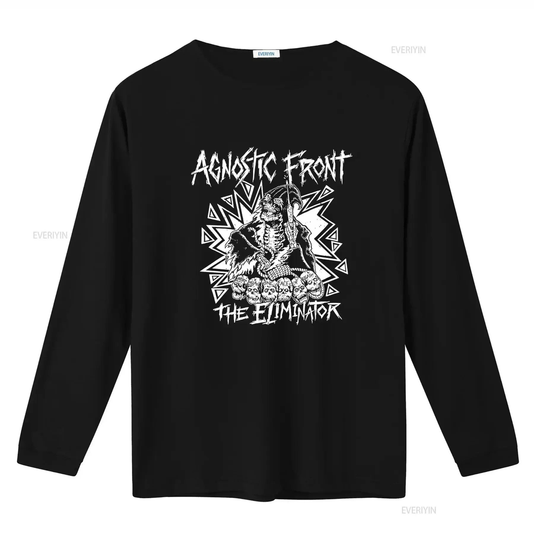 Agnostic Front The Eliminator Skull T Shirt for Men Rock Punk Style vintage Washed Top For Everyday Wear homme Soft Breathable