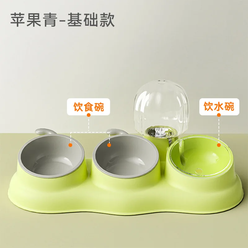 Ceramic cat bowl cat automatic water dispenser dog bowl basin three bowls integrated oblique mouth protection cervical spine