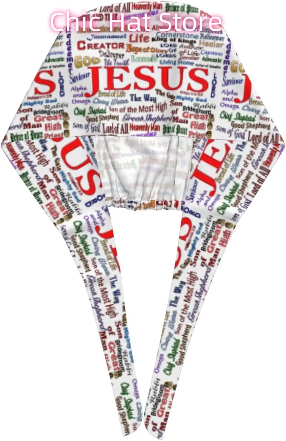 Jesus Cross Working Cap Scrub Cap with Sweatband Adjustable Unisex Tie Back Hat Nursing Doctor Surgeon Cap for Women Men