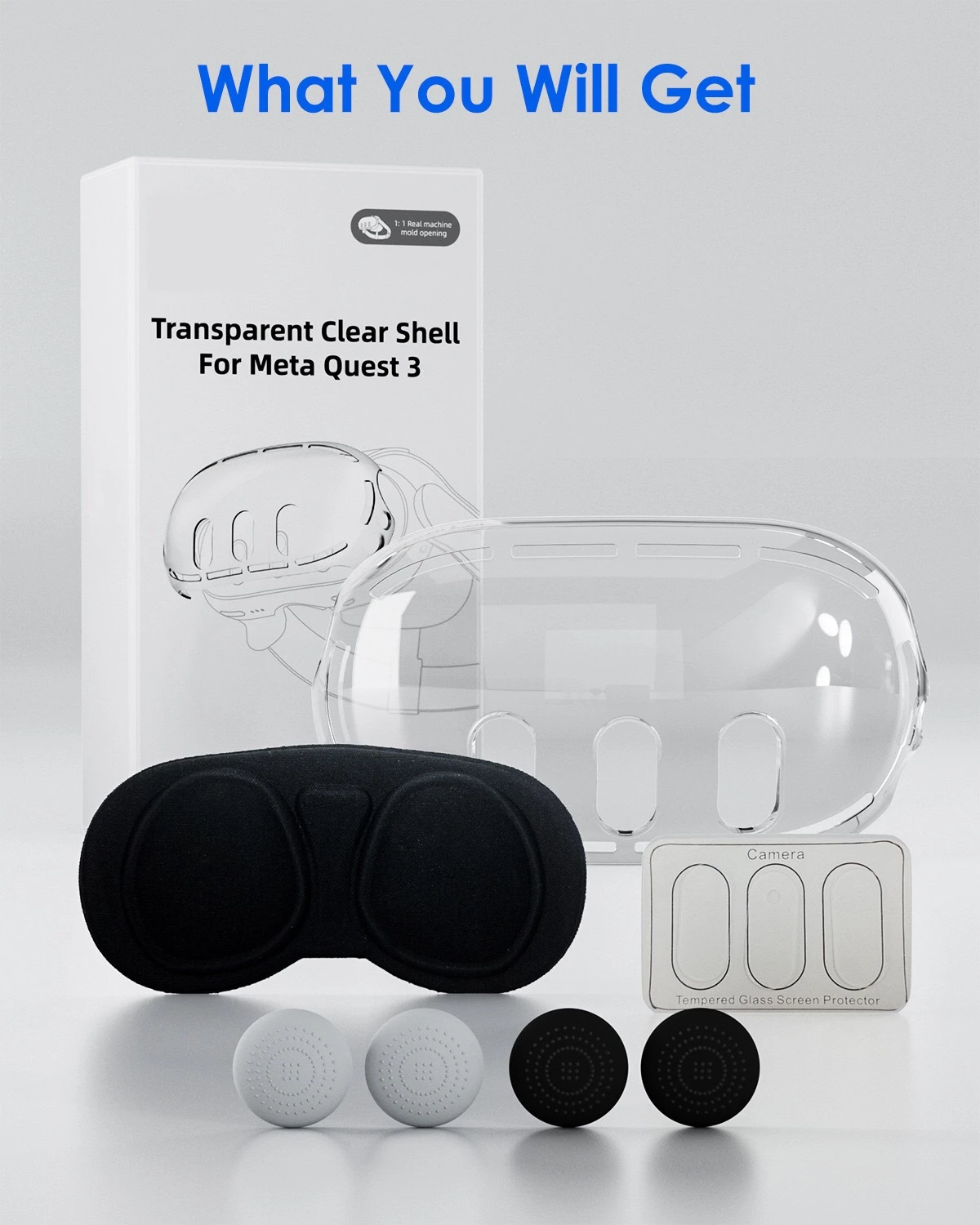 لـ Meta Quest 3 حافظة شفافة Q 3 إطار رئيسي حافظة شفافة غطاء العدسة مجموعة غطاء الروك #1