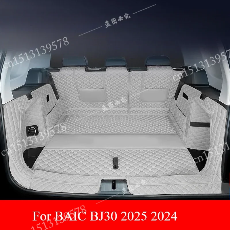 الجلود سيارة الجذع الحصير سيارة حصيرة ل BAIC BJ30 2025 2024 مخصص محاطة فرش داخلي للسيارات والشاحنات Coche اكسسوارات السيارات تخزين الوسادة بولي leather الجلود