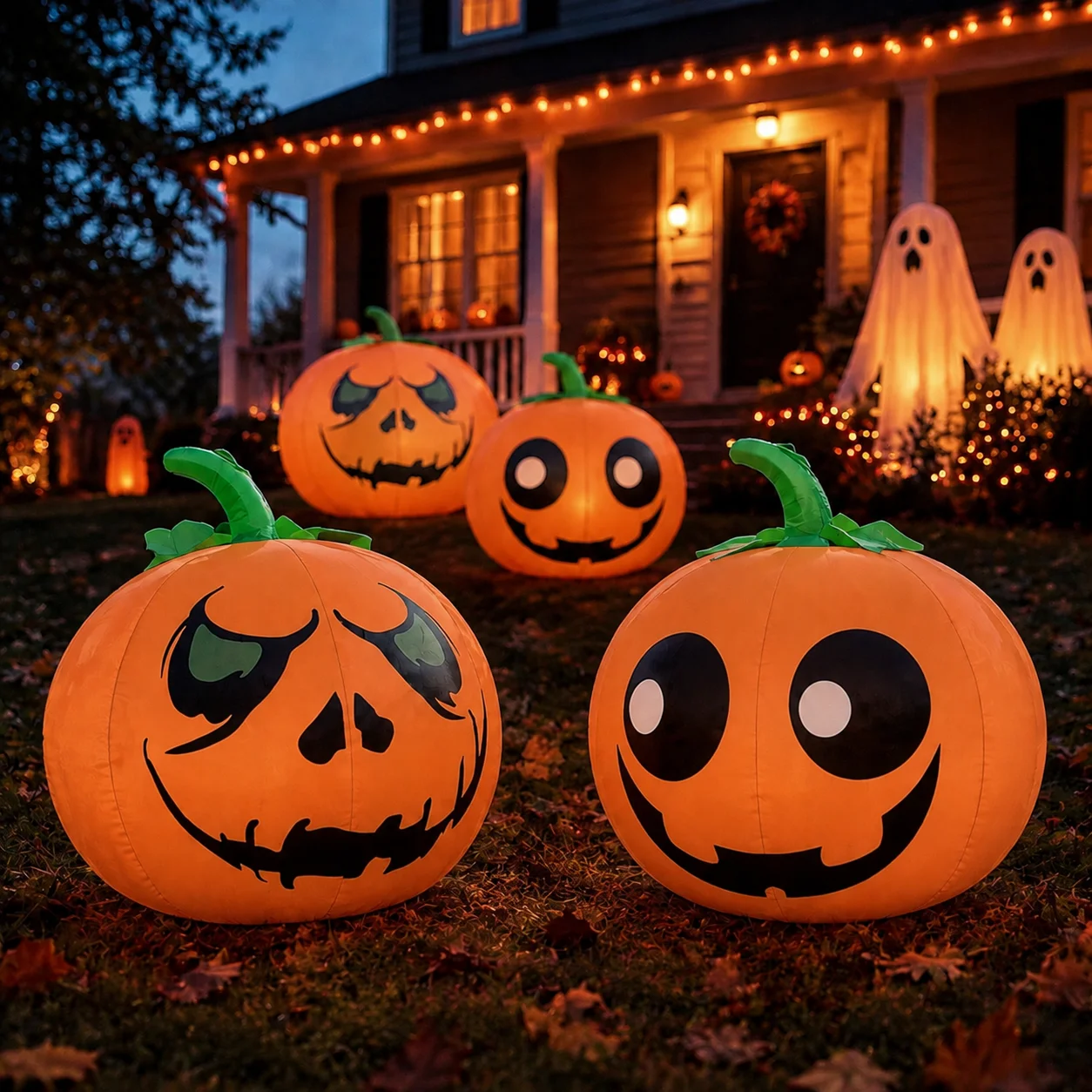 PVC Aufblasbarer Kürbis-Ballon Hängende Halloween-Dekoration für Garten Party Outdoor-Dekorationen Horror-Requisiten ﻿