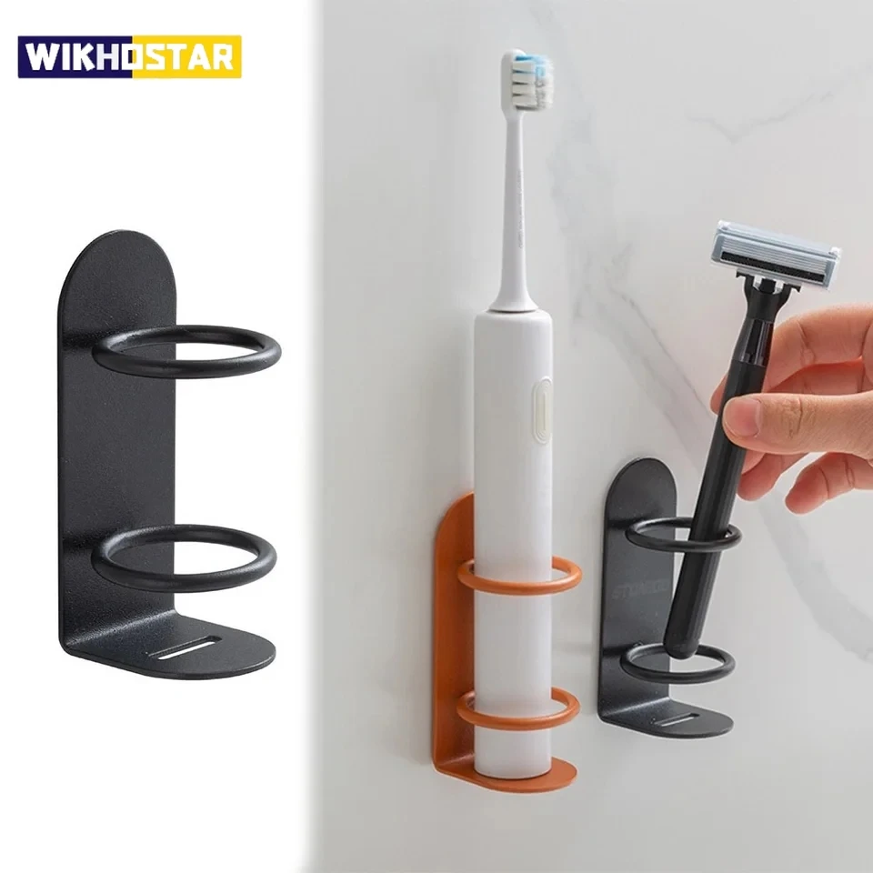 WIKHOSTAR Wall Mounted Electric Toothbrush Holder Punch Free Storage Rack Hook Storage Stand Toothpaste Tooth Brush Rack