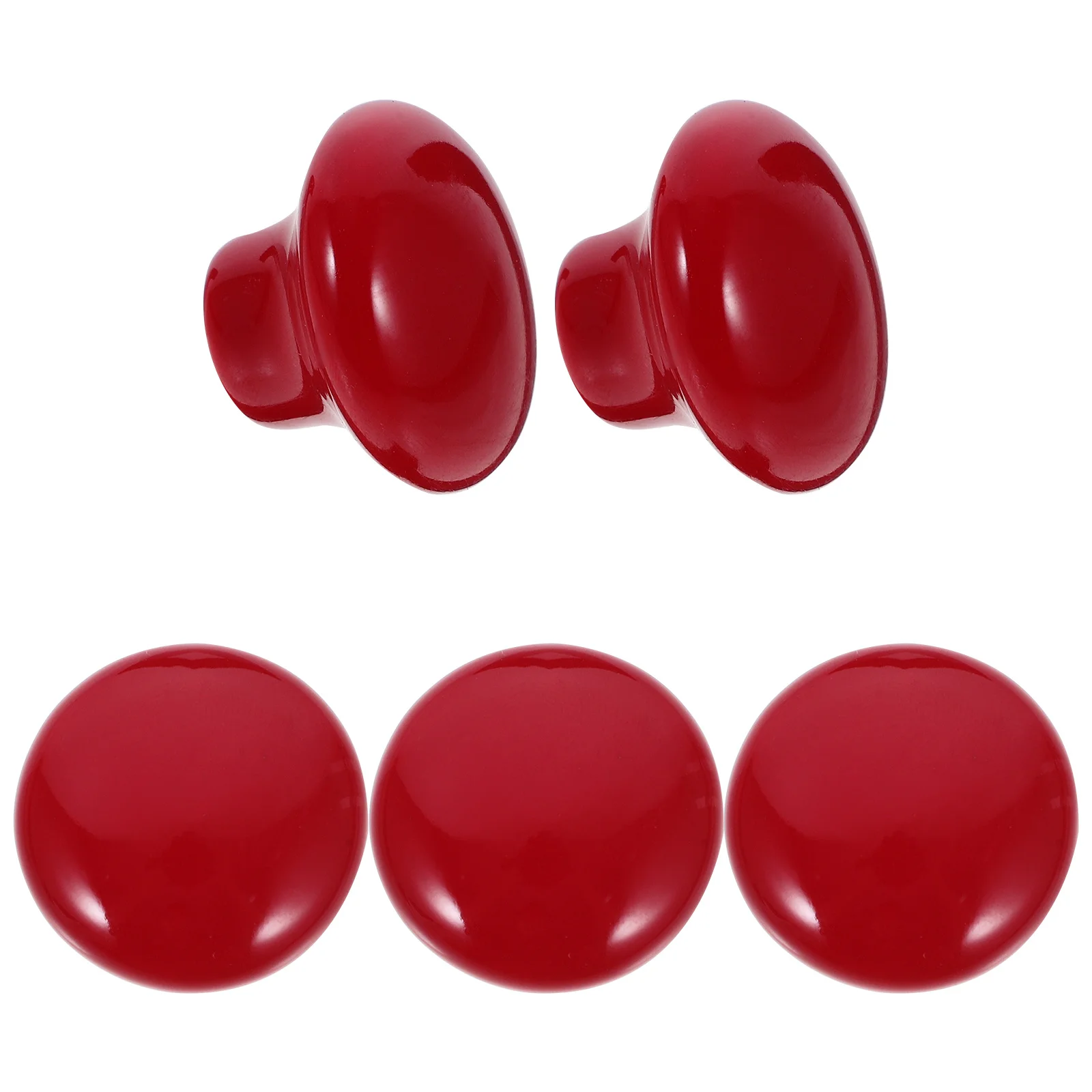 

5Pcs Ceramic Cupboard Knobs Round Pull Handles for Drawer Door Bin Red Size S Simple Delicate Design Replacement Hardware