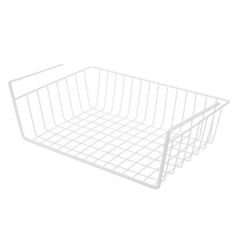 Cupboard Hanging Under Shelf Storage Iron Cabinet Closet Desk Hanging Mesh Basket Wire Bookcase Shelf Rack Organizer S/L Size