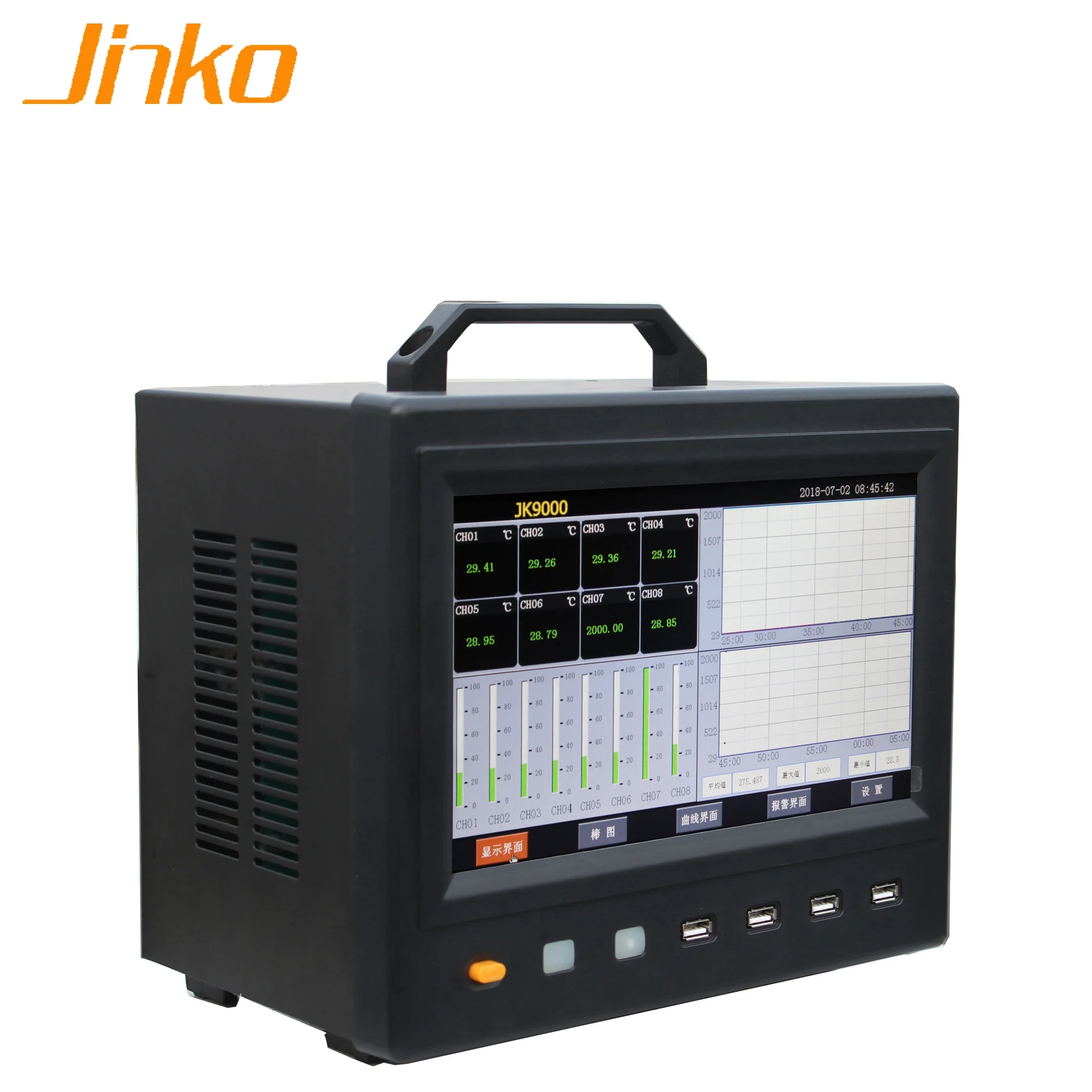 JK9000 High Quality Multi Channel Temperature Data Logger Humidity Pressure Gravity Displacement
