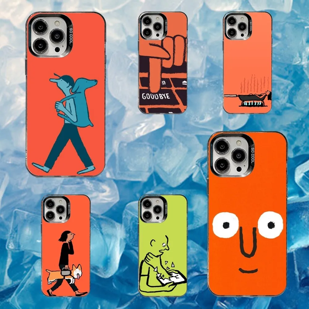 

J-Jean Jullien Art Phone Case For iPhone 16,15,14,13,12,11,Mini,Pro,SE,MAX White Matte Shockproof Cover