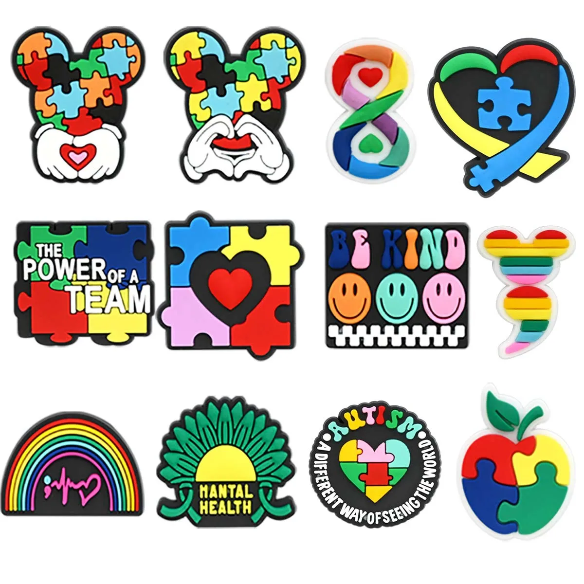 21PCS Autism Stationery Fall Winter Shoe Charms Garden Shoe Accessories Buckle Fit Clogs Sandals Decorate Kids Xmas Gifts