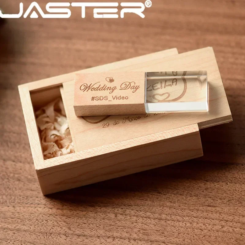 JASTER Crystal Plus Push-pull Box Maple USB Flash Drive 4GB 8GB 16GB 32GB 64GB 128GB  USB 2.0  Usb Flash Drive Cute Memoria Usb