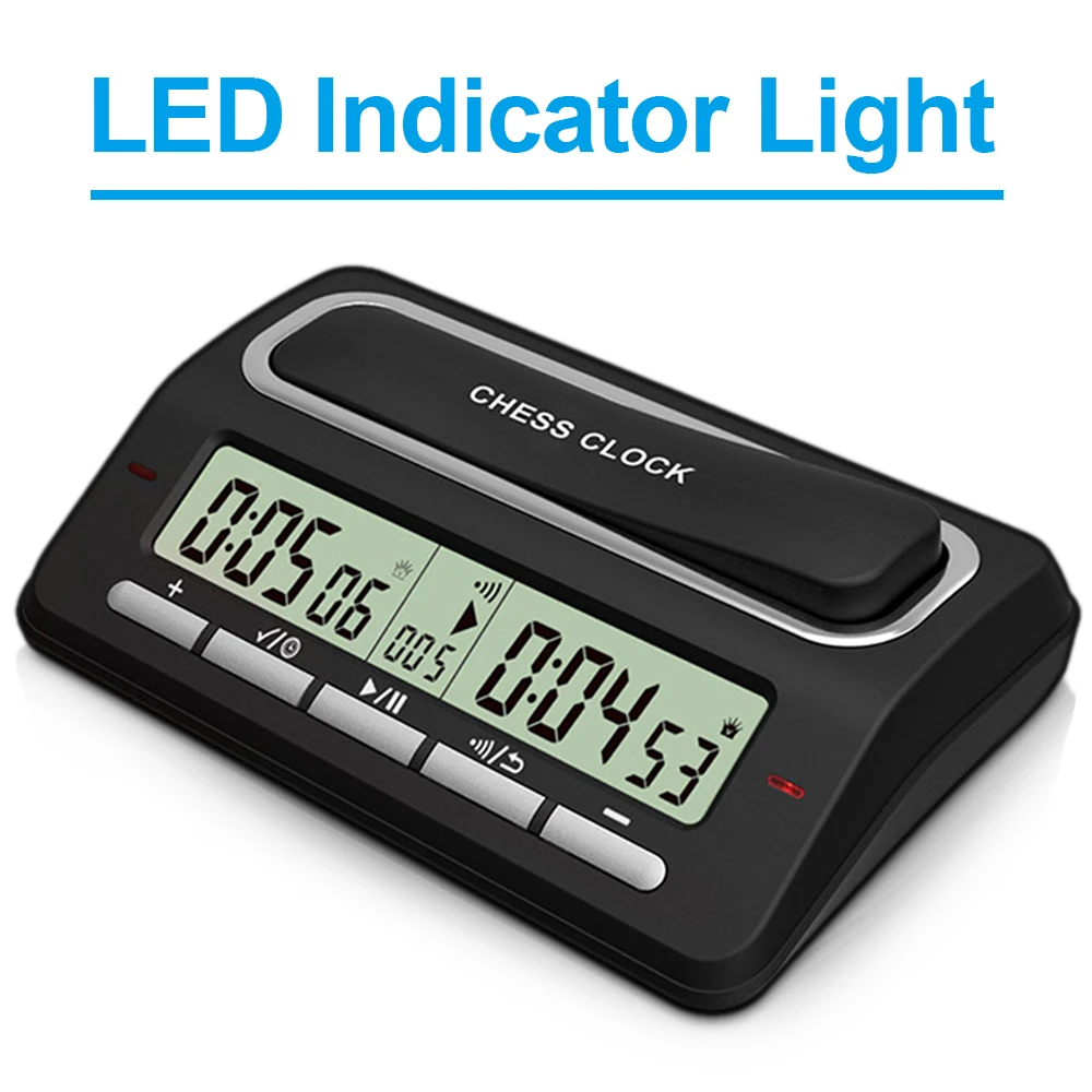 Orologio per scacchi digitale Timer per giochi di scacchi con indicatore LED 39 Sistema di cronometraggio preimpostato per timer per scacchi con orologio per scacchi internazionale