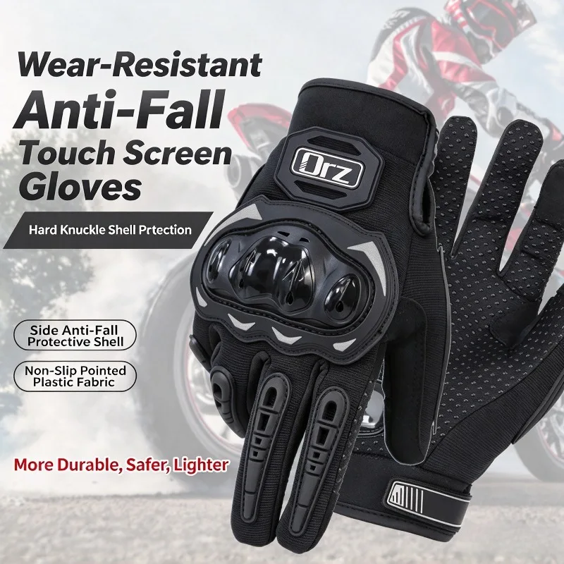 Orz Motorcycle Touch Screen Gloves Four Seasons Cycling Men&Women Carbon Fiber  Motorcycle Rider Equipment