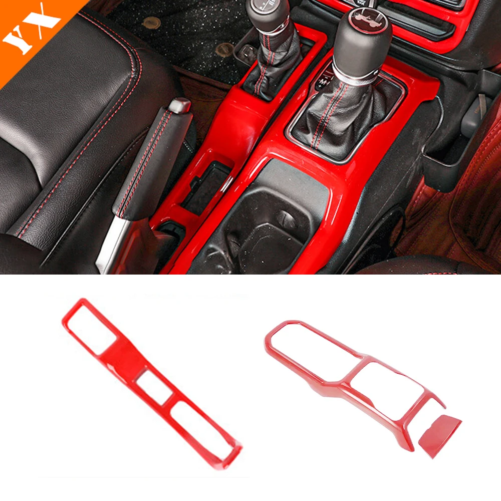 

Carbon Red Look Trim For Jeep Wrangler JL Gladiator JT Accessories 2018-2021 Car Central Console Gear Shift Panel Decor Cover