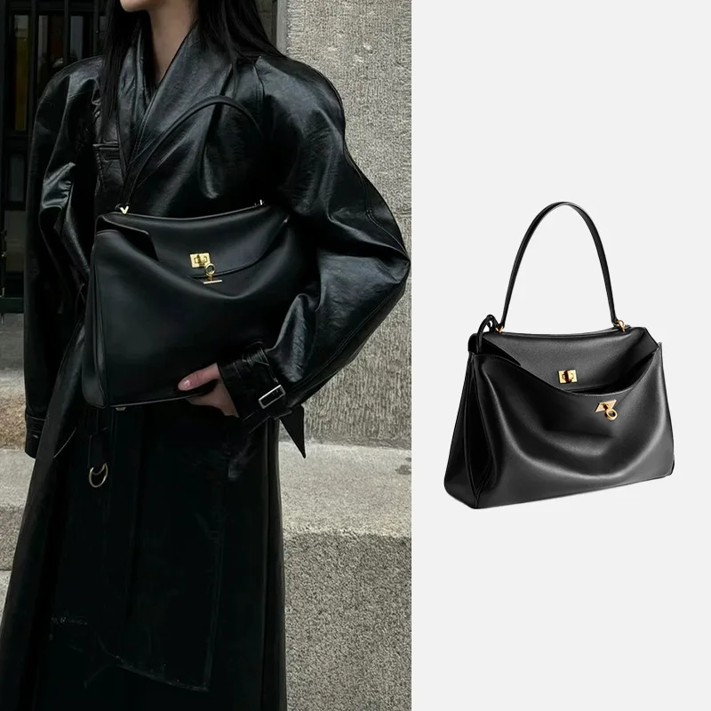 2024 new leather high-end buckle underarm bag, single shoulder crossbody casual commuting Kelly women's bag