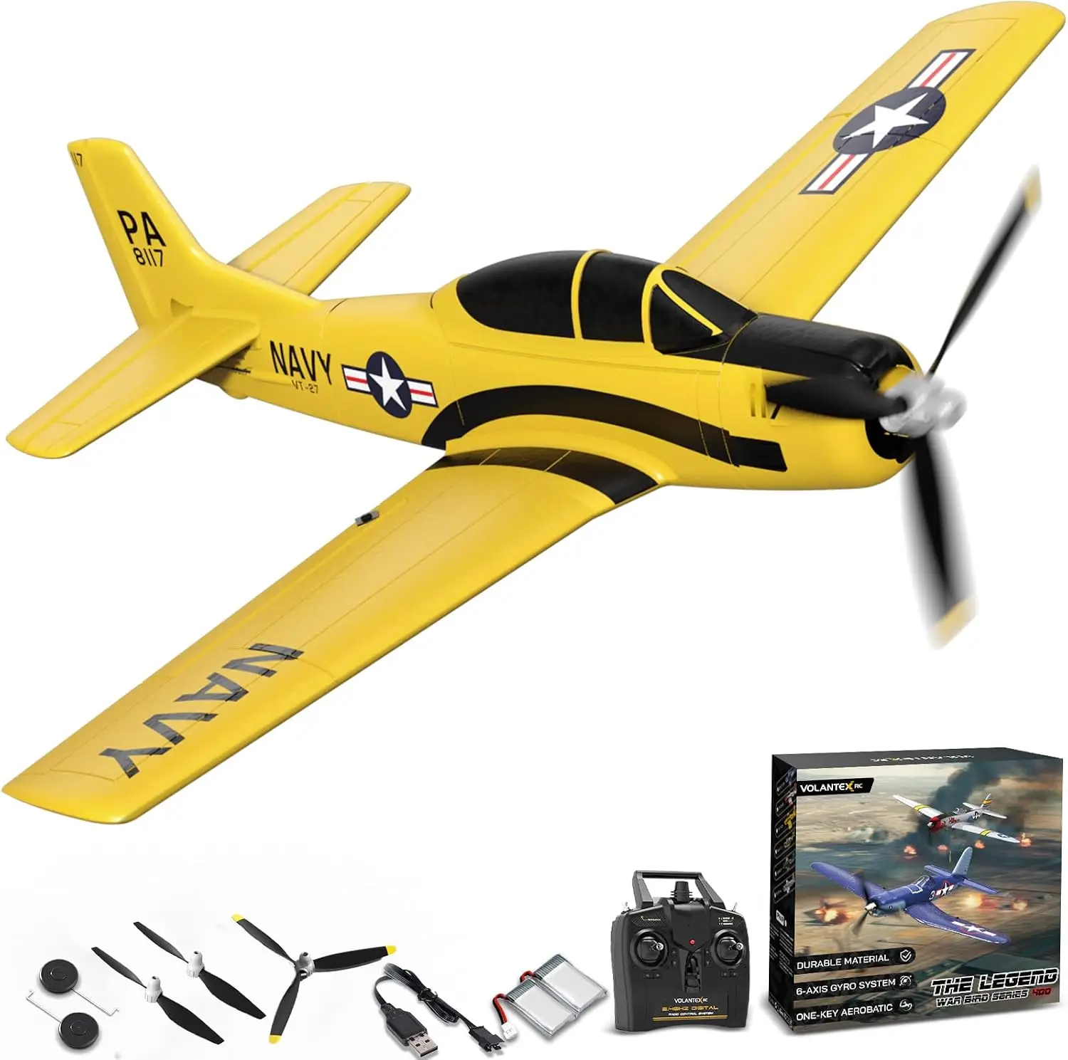 RC Plane, 4CH Remote Control Airplane for Beginners & Adults | T28 Trojan WWII RC Airplane, Aileron, 2.4Ghz, Xpilot Self Rightin