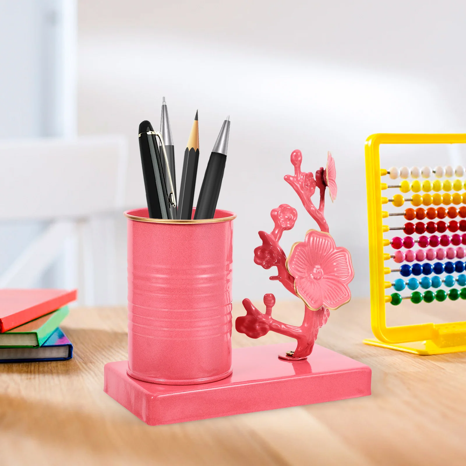 

Decorate Iron Plum Blossom Pen Holder Student Office Accessories Flower Desktop Organizer