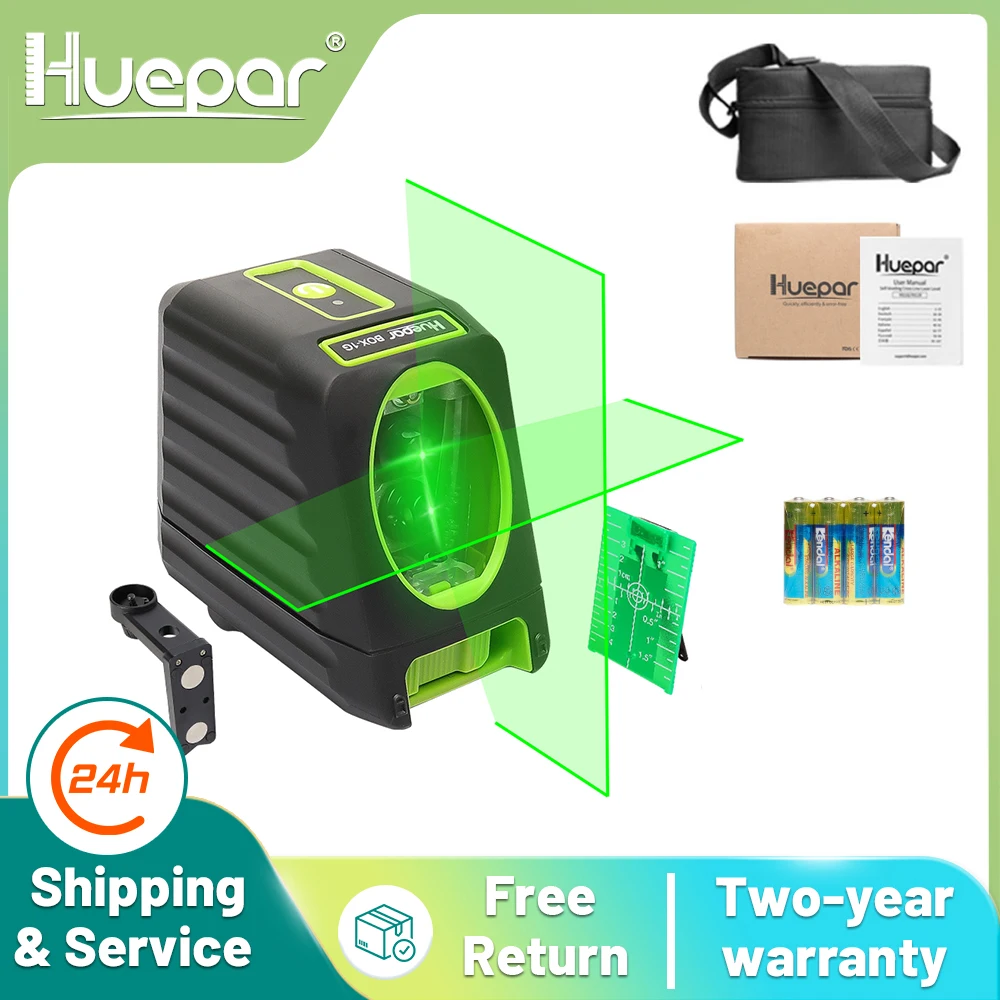 

Huepar Self-leveling Vertical & Horizontal Lasers Green Beam Cross Line Laser Level 150 Degree 510nm Nivel Laser For Outdoor Use