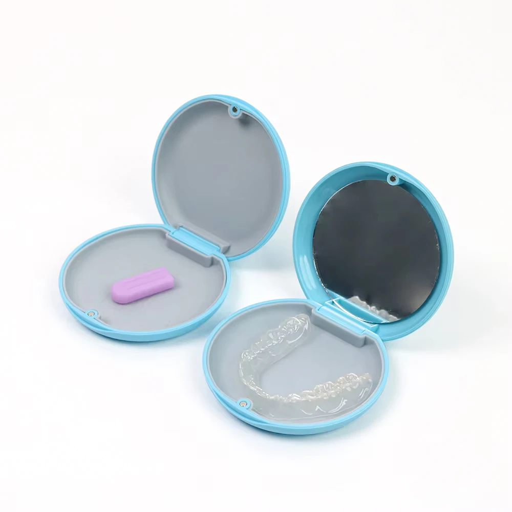 20pcs Orthodontic Retainer Storage Box Denture Magnetic Container With Mirror Oral Correction Care Portable Travel Storage Box