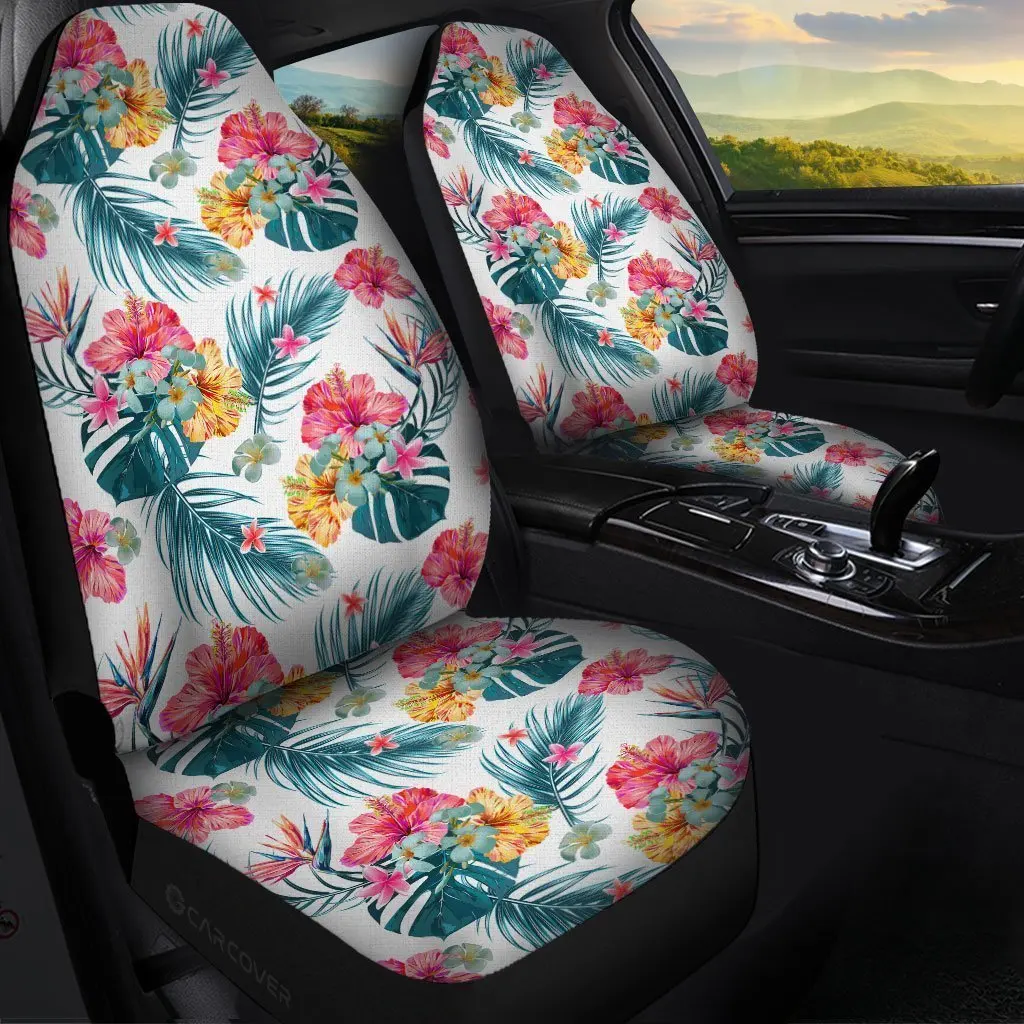 

Hawaiian Car Seat Covers Custom Tropical Flowers Car Accessories,Pack of 2 Universal Front Seat Protective Cover