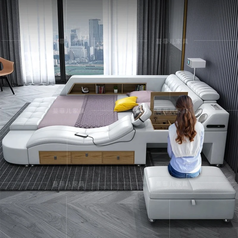 

Modern Multifunctional Massage Bed Metal Platform Sleeping Bed King Size Bedroom Children Muebles Home Furniture Decoration