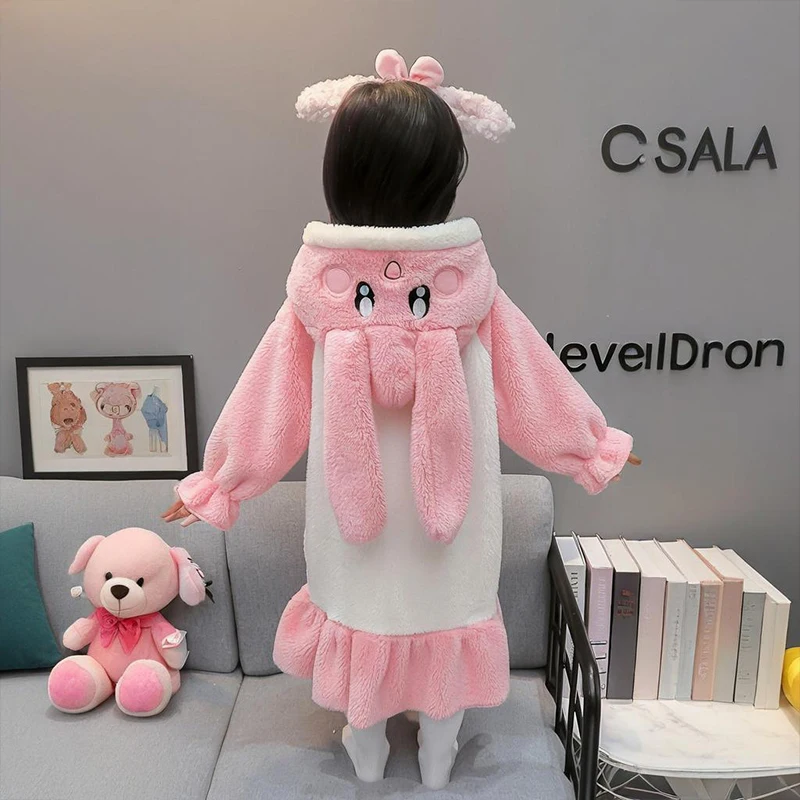 أنيمي الكرتون بلدي ميلودي منامة الاطفال Kawaii أفخم منامة رداء الشتاء الفتيات الفانيلا الدافئة رشاقته ملابس المنزل المرجان برنس حمام ناعم