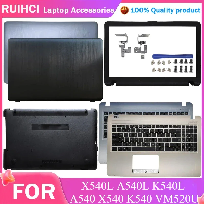 

New Laptop LCD Back Cover Front Bezel Upper Palmrest Bottom Case Keyboard Hinge For ASUS X540L A540L K540L A540 X540 K540 VM520U