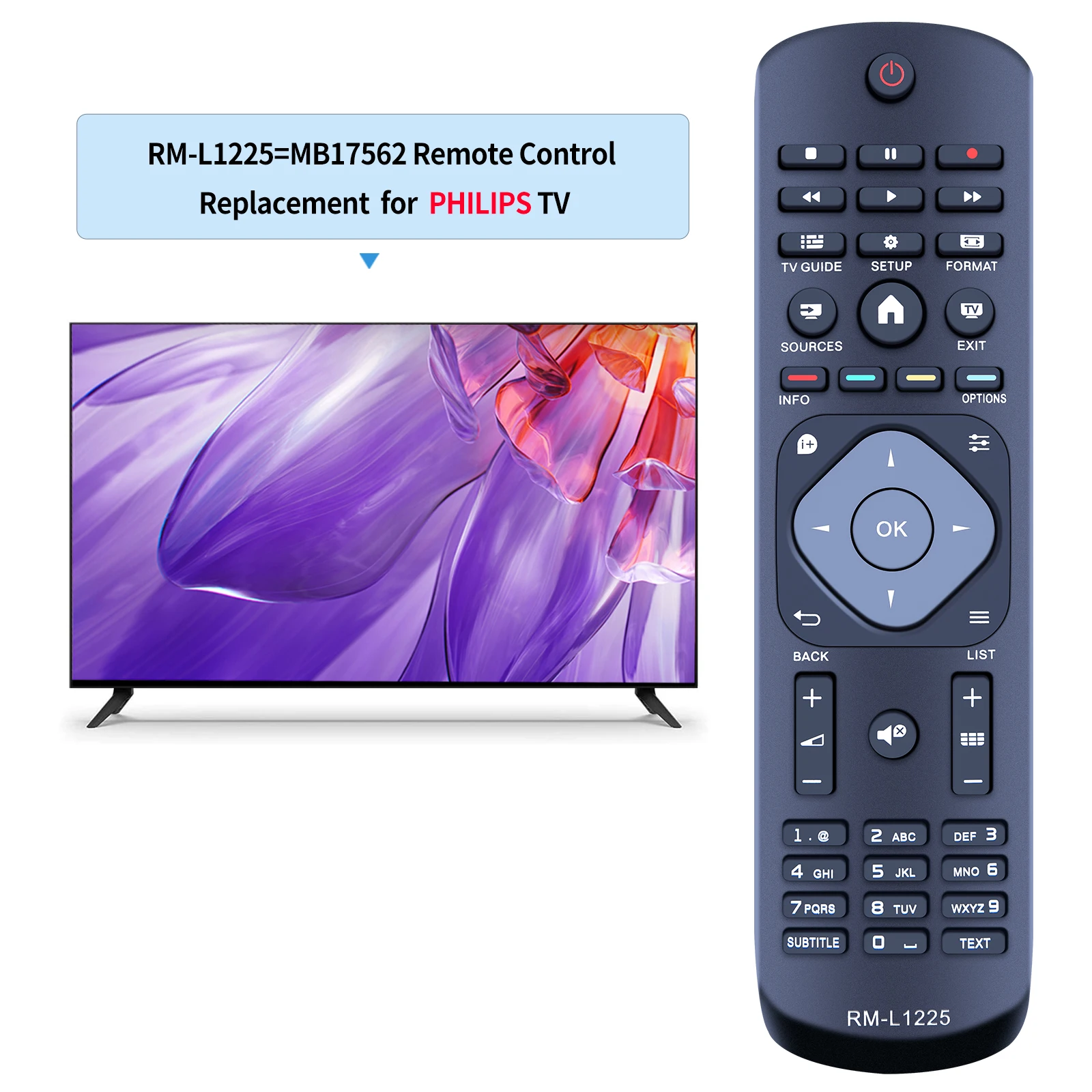 New RM-L1225 for Philips TV Remote Control 398GR8BD1NEPHH 47PFH4109/88 32PHH4009 40PFH4009 50PFH4009