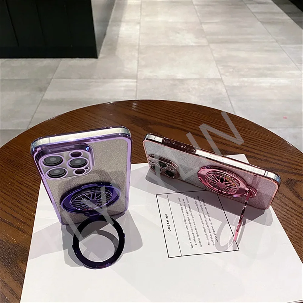 Glitzernde, stoßfeste Gyro-Telefonhalter-Hülle mit Farbverlauf für Samsung Galaxy S24 23 22 Plus S23 FE S22 S21 Ultra Silikonhülle