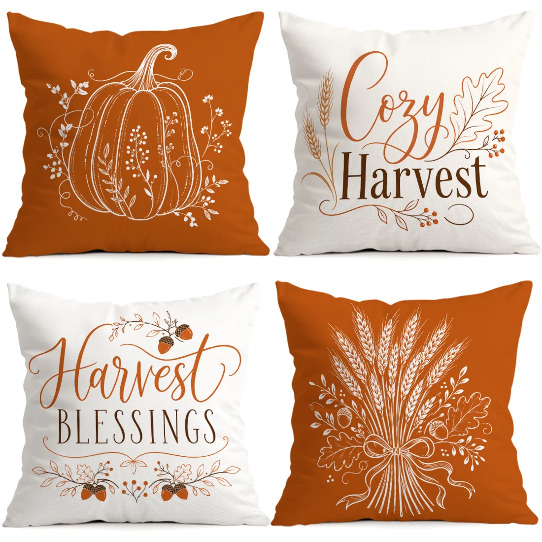 1/4pcs Line Draft Harvest Autumn Cushions Pillowcase Polyester Cushion Cover Throw Pillow Pillowcover Home Car Sofa Decor
