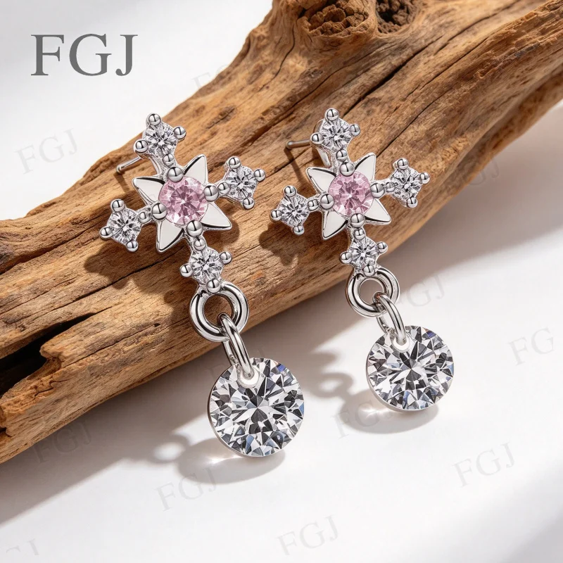 1PC Delicate Snowflake Dangle Ear Bone Nail Stainless Steel Silver Tone Teardrop Zircon Piercing Earrings Cute Y2K Women Jewelry