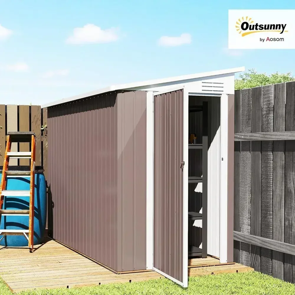 8ft x 4ft Outdoor Metal Storage Shed - Lockable, Ventilated, Ideal for Garden Tools and Patio