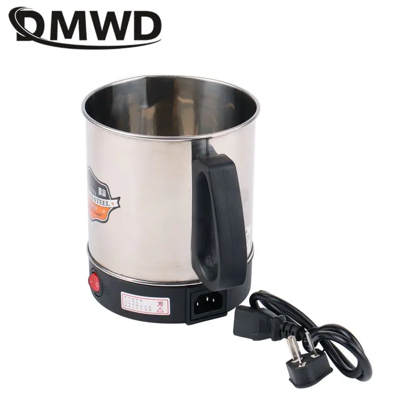 DMWD MultiCooker Electric Skillet portable stainless steel heating cup Noodles milk soup porridge Cooking Pot mini coffee boiler