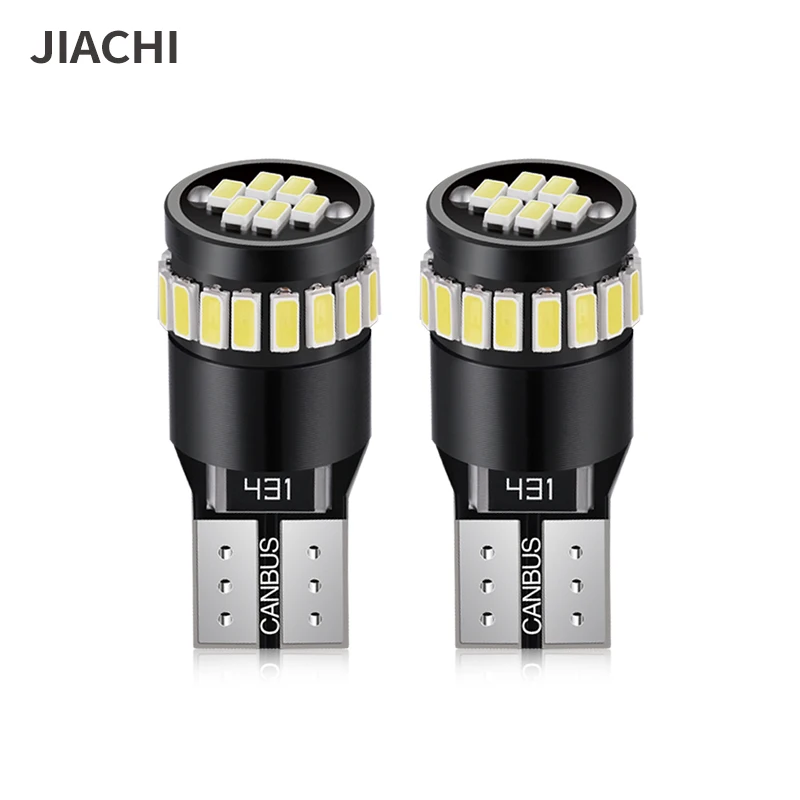 JIACHI 100PCS Super Bright W5W T10 Led Bulb Canbus Light 194 168 501 For License Plate Lamp White Yellow Red Blue 12v 3014 24smd