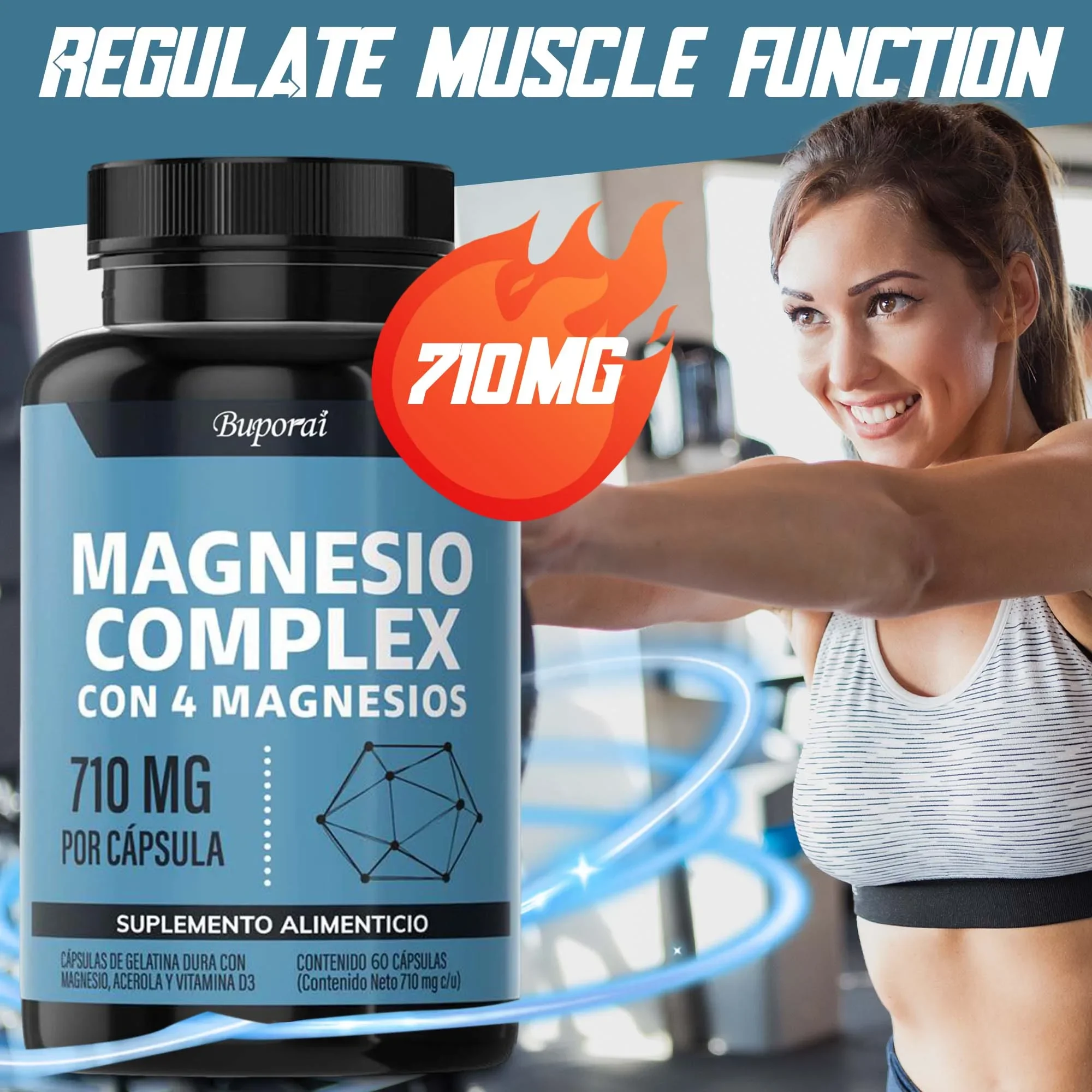 

Магниевый комплекс — уменьшает усталость, помогает поддерживать здоровье костей, способствует восстановлению мышц и повышает энергию, без ГМО