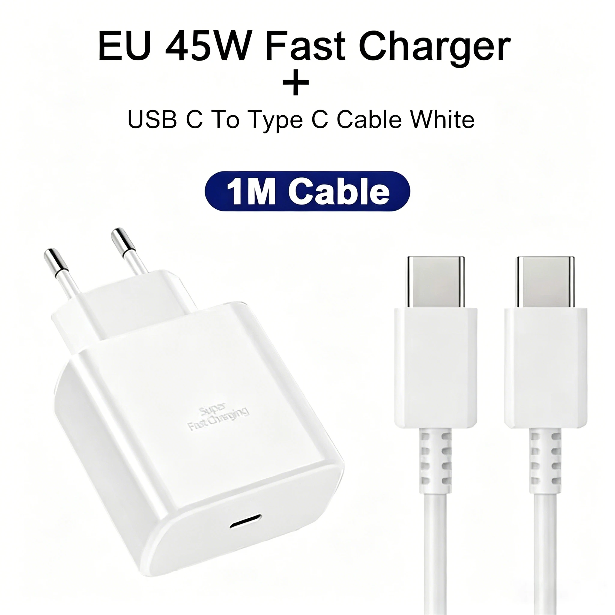 PD 45W Samsung-Ladegerät für Superschnelles Laden von Samsung Galaxy S25 S24 26 Ultra A55 A56 S22 S21 S20, Ladekabel USB auf C