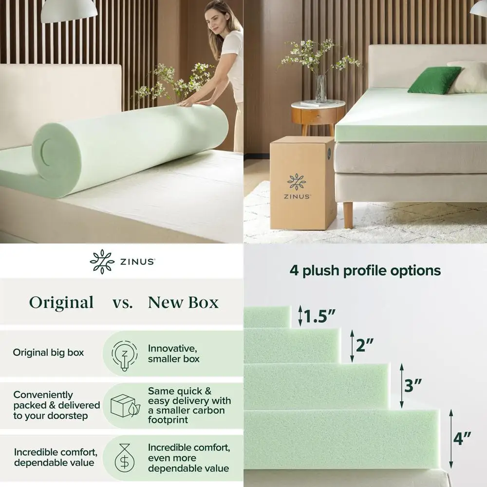 

4-подушечка для матраса из пены с эффектом памяти для облегчения боли в спине, сертифицированного сертификата в США, полный размер