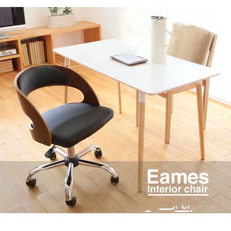 With Backrest European Style Fitness Office Student Gorgeous Solid Wood Swivel Chair
