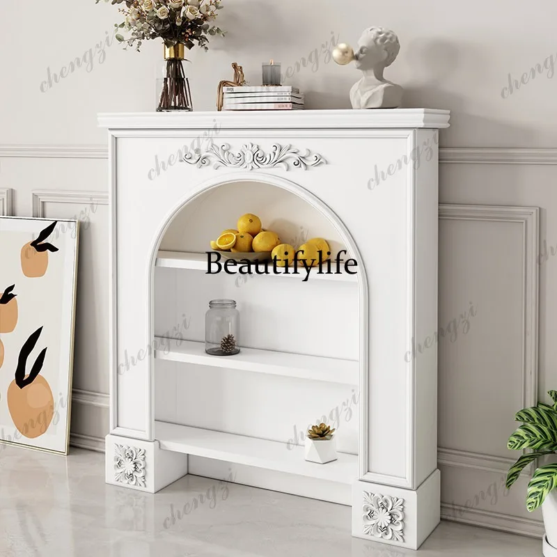 French white engraved new European fireplace cabinet decoration boutique Internet celebrity shelf living room B & B product disp